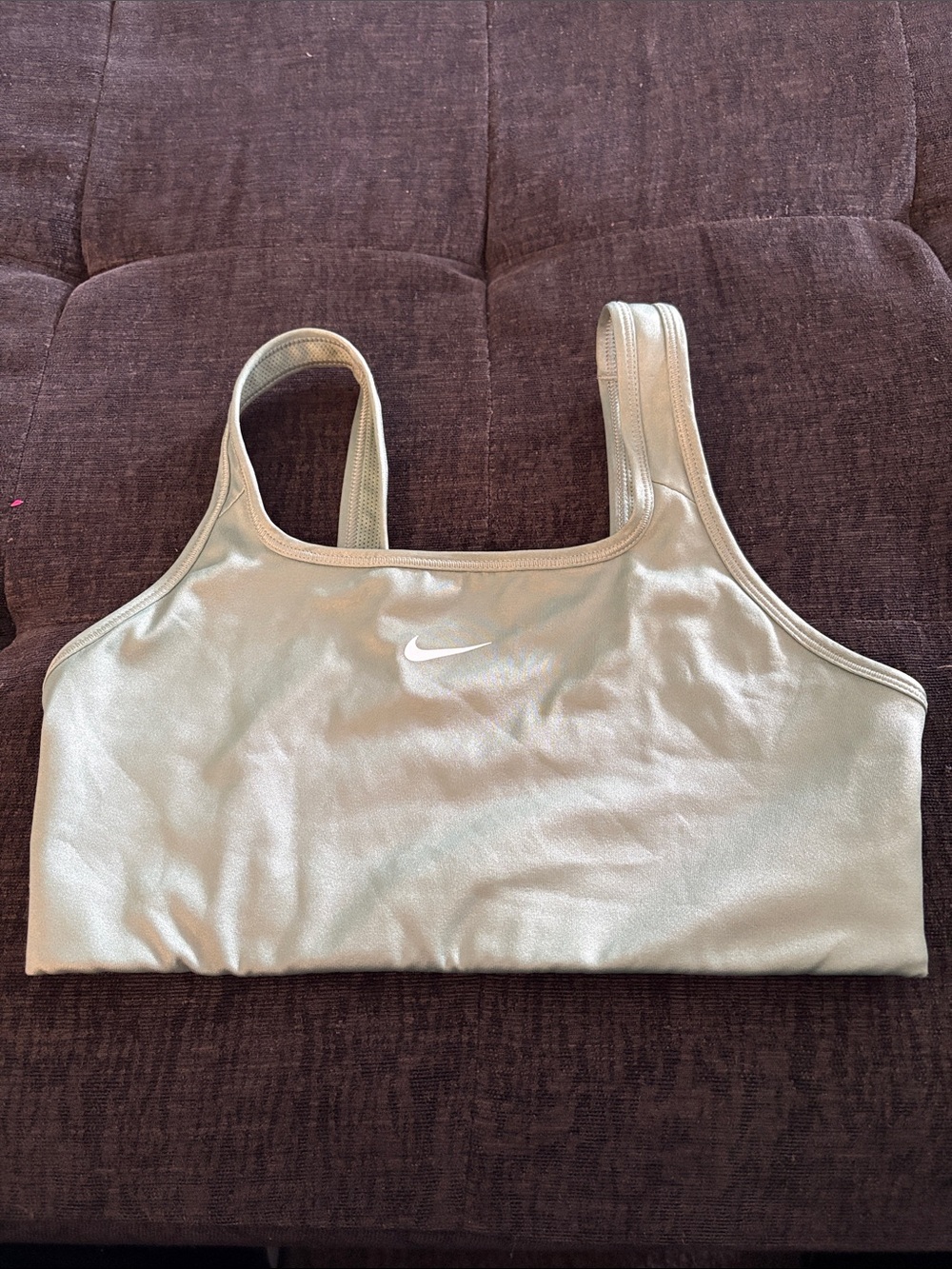 Nike Seafoam Green Scoop Sports Bra with White Swoosh